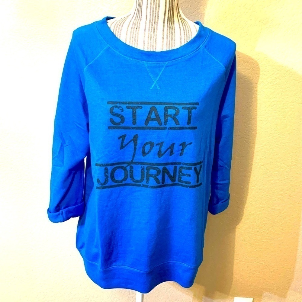 NWT Sweatshirt Large Pink Lotus PL Movement Blue Black “Start Your Journey”